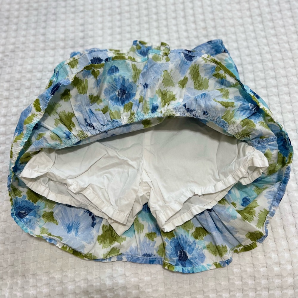 Gymboree Girls Size 12 Malibu Cowgirl Blue White Green Floral Ruffle Skort - Picture 5 of 7